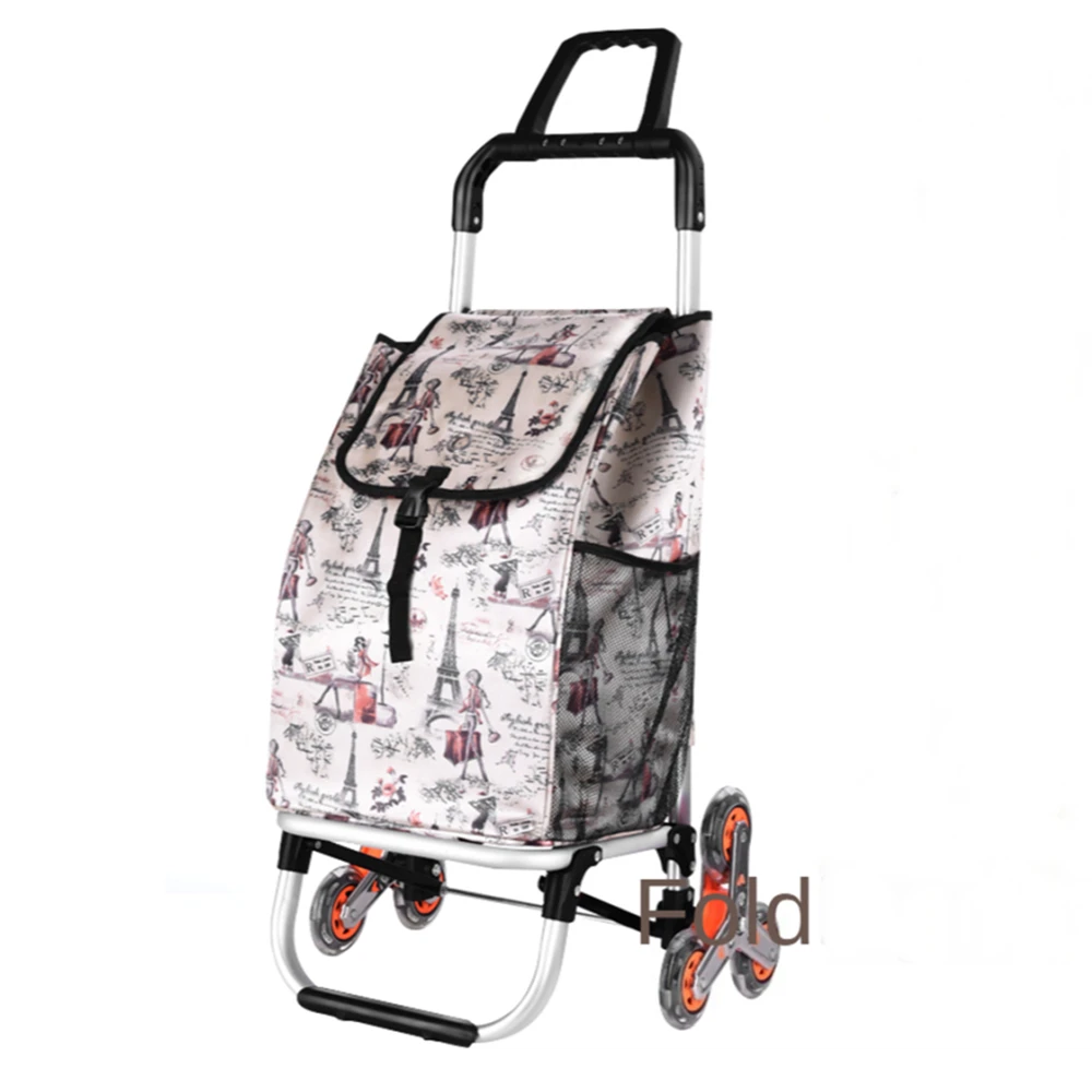 

Foldable Utility Cart Stair Climber Wheeled Rolling Crate Collapsible Handcart Rolling Utility Cart Folding Shopping Bag