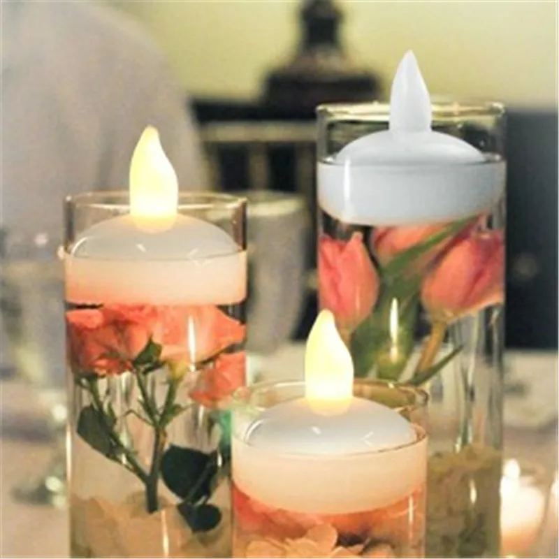 Упаковка из 12 мерцающих беспламенных водонепроницаемых свечей плавающих на воде