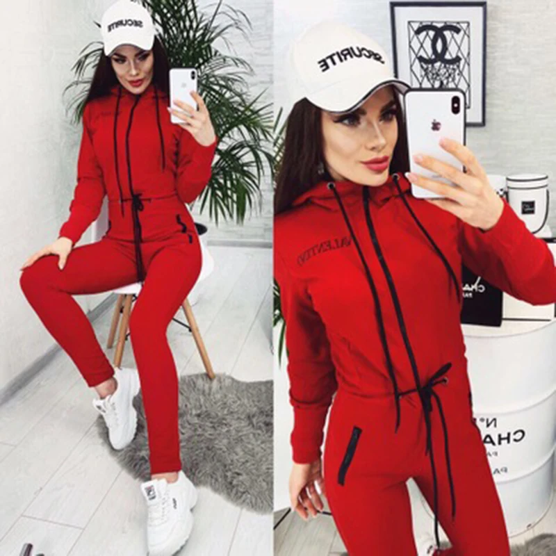 Женский спортивный костюм из двух предметов осенне-зимний хлопковый комплект