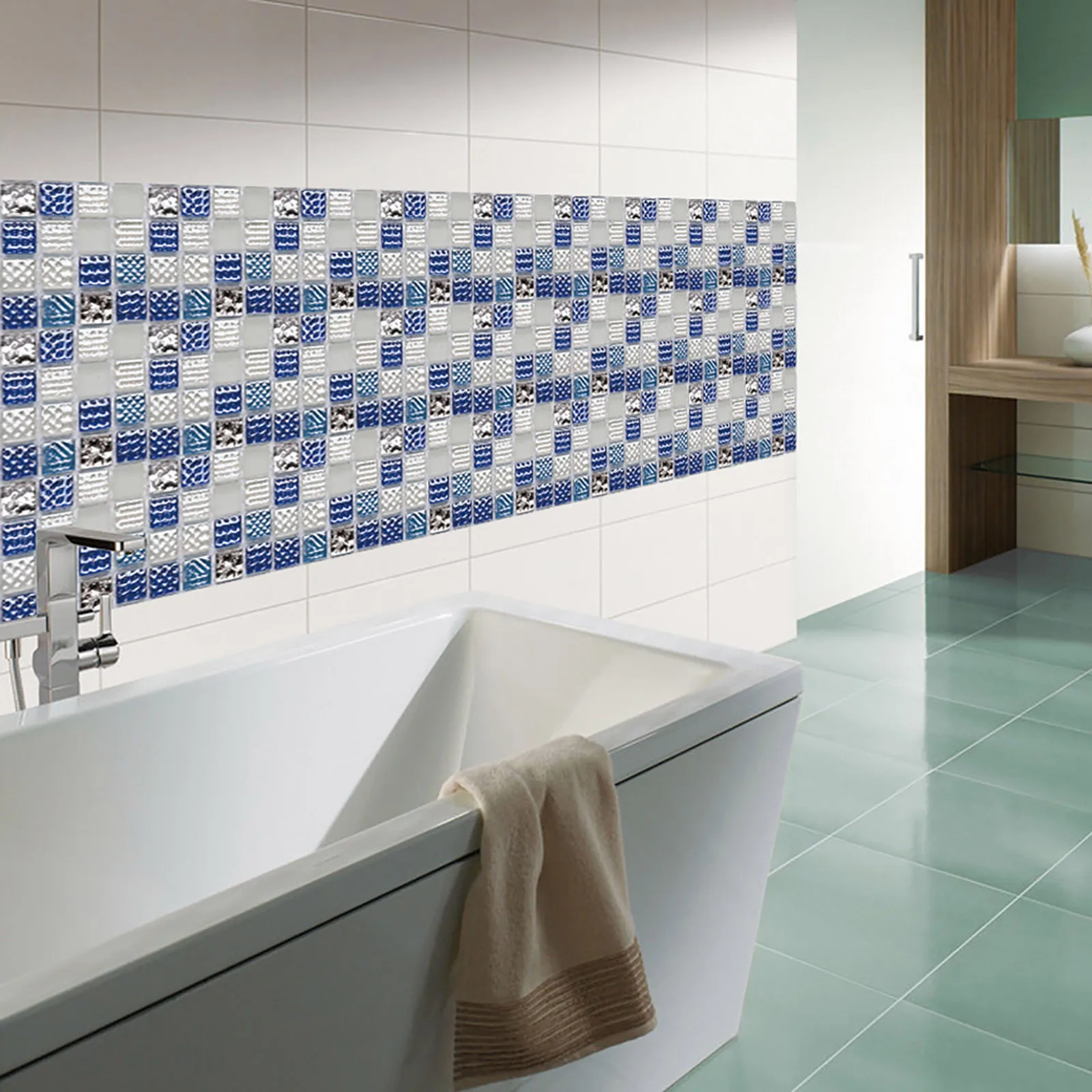 

Mini Square Tile blocks Wall Sticker 10 Pieces Kit Waterproof Mold Proof Anti Peeling Sink Wall Bottom Stair Side Sticker