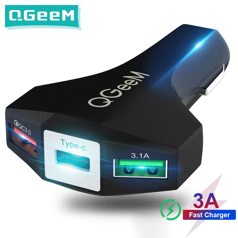 QGEEM QC 3 0 USB C автомобильное зарядное устройство Быстрая зарядка автоматическое