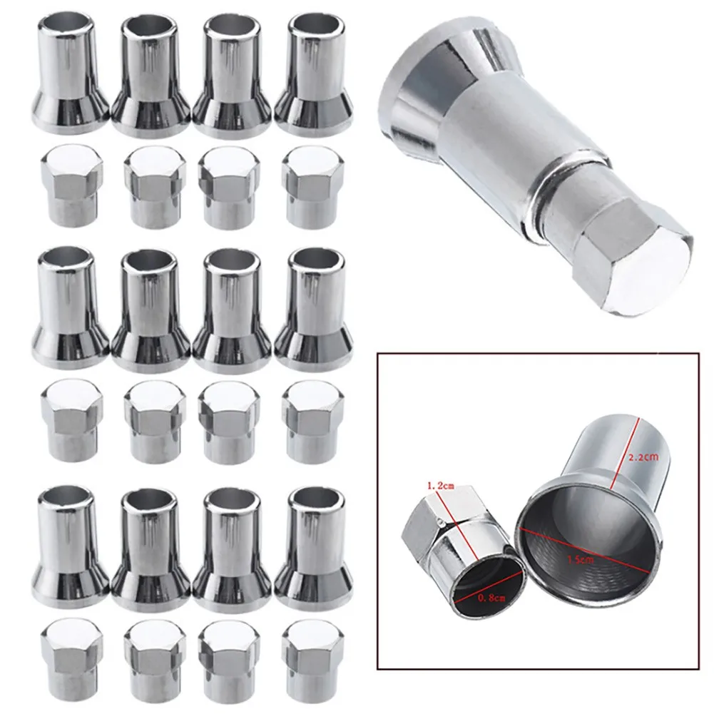 

Silver Car Truck Tire Wheel Rim Valve Stem Hex Cap W/ Sleeve Cover Shell Decor