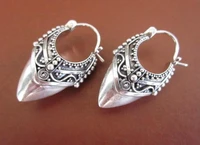 retro silver earrings female earrings retro pattern simple earrings horseshoe earrings
