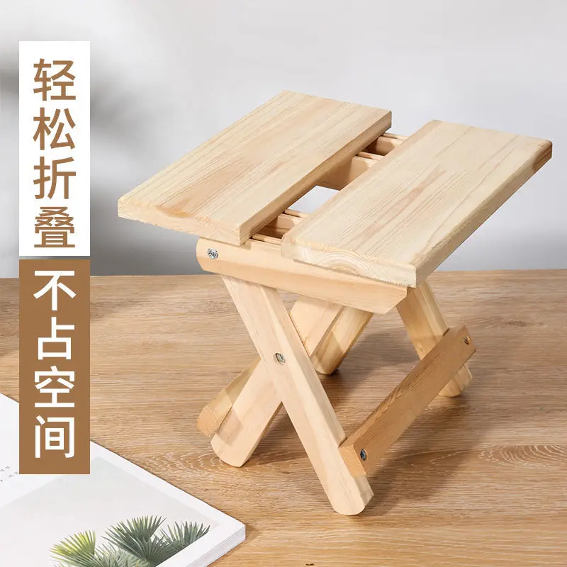 

Taburete Pine wood folding stool kids furniture portable household solid wood Mazar fishing chair small bench square stool