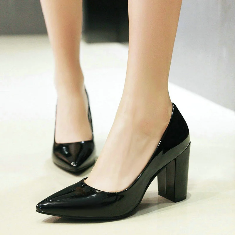 

EshtonShero/женские пикантные вечерние туфли на высоком квадратном каблуке, с острым носком, на платформе, летние женские туфли без застежки Боль...