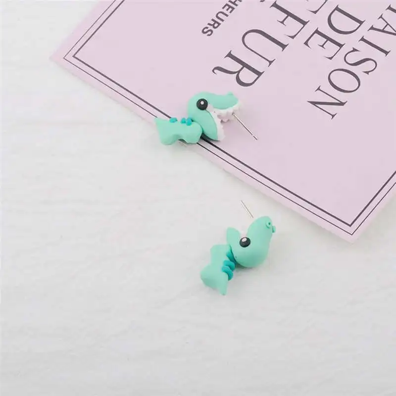 Imixlot серьги-гвоздики из мягкой глины в виде динозавра сделай сам Реалистичные 3D