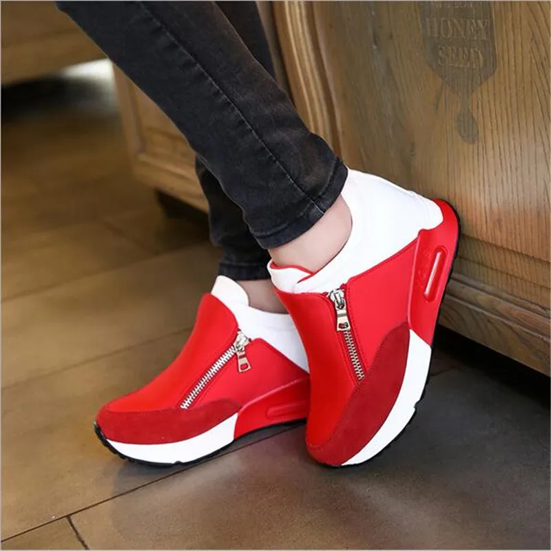 

2020 New Women Casual Shoes Height Increasing Zipper Breathable Women Walking Flats Trainers Shoes Autumn Platform 35-42