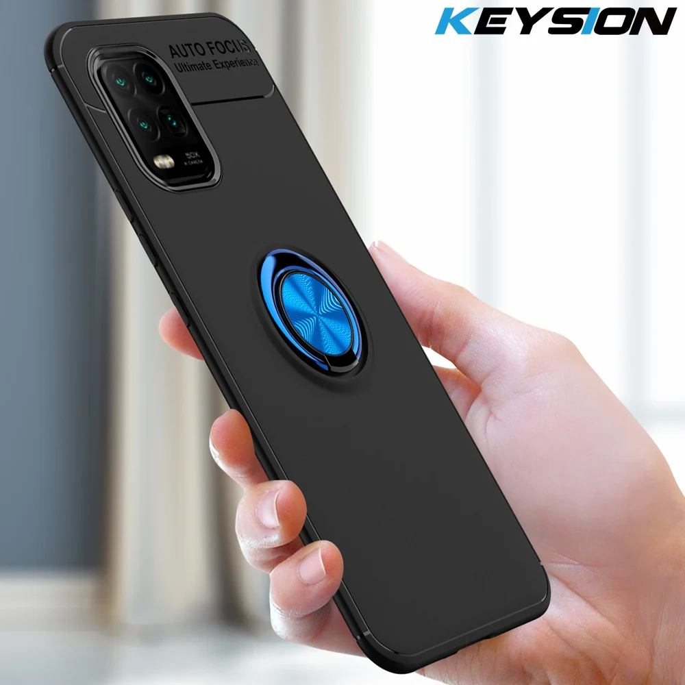 Чехол KEYSION для Xiaomi Mi 10 Lite Youth 5G силиконовая задняя крышка телефона с металлическим