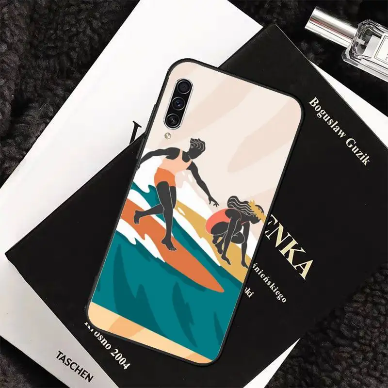 

surfing art surf Girl cartoon Phone Case For Samsung Galaxy M10 20 30 A 40 50 70 71 6S A2 A6 A9 2018 J7 CORE PLUS STAR S10 5G C8