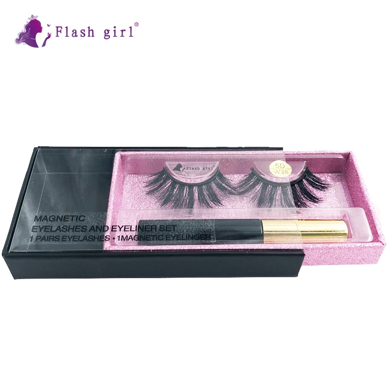 

Накладные ресницы Flash Girl 5D-W 39, красивые норковые магнитные ресницы и подводка для глаз