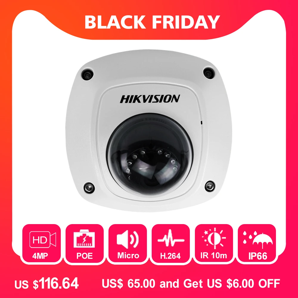 HIKVISION CCTV IP камера DS-2CD2542FWD-IS 4 МП Мини купольная камера Встроенный слот для sd-карты Внутренняя/наружная PoE ip-камера