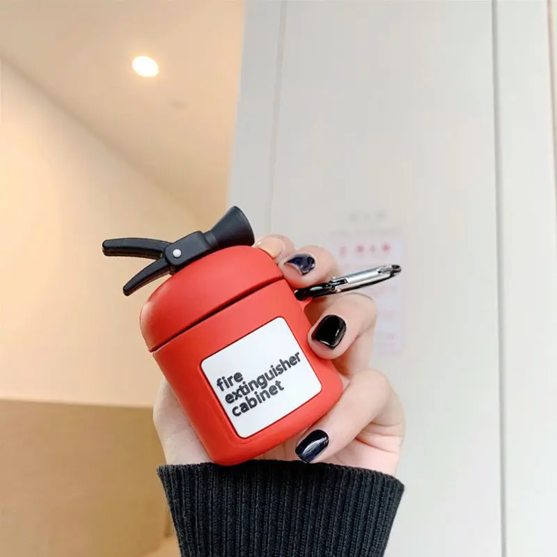 

Fire Extinguisher Protective Case Silicone Cover with Carabiner for Airpods 1/2