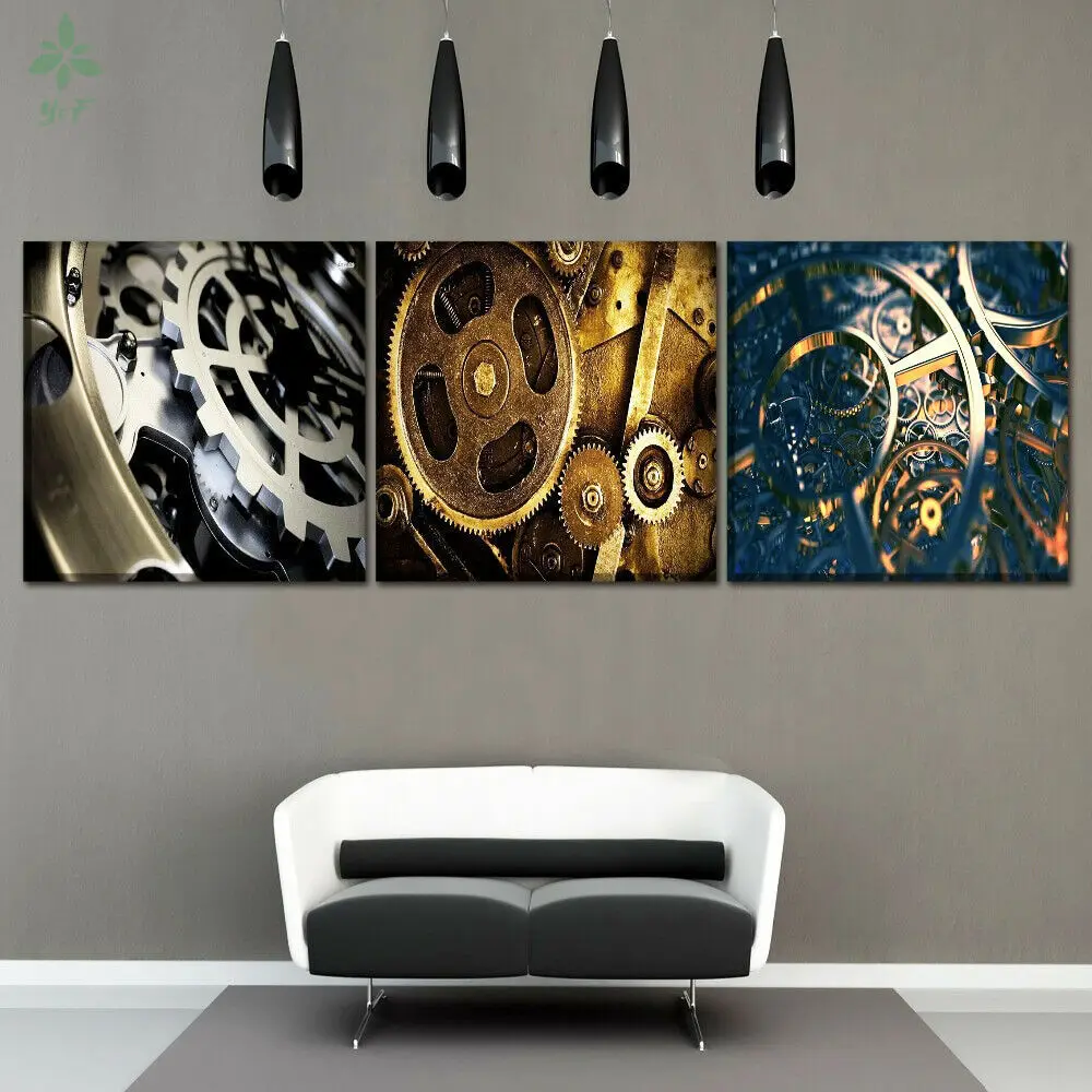 

3 Pieces Canvas Sci Fi Steampunk Gear Prints Painting Wall Art Posters