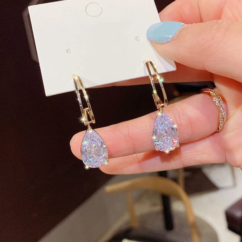

Water Drop Zircon Earrings Beautiful New Fashion Jewelry For Women Korean Style Delicate Simple pendientes Wholesale
