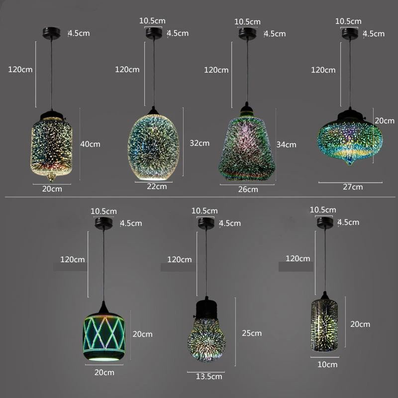 

Modern 3D Stained Glass Pendant Lights Illusion Pendant Lamps Loft Hanging Lamp Suspension Luminaire Home Deco Light Fixtures