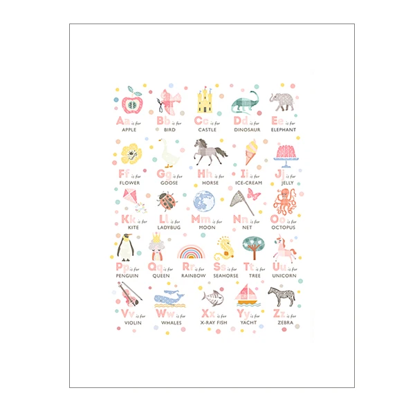 Картина для детской комнаты с изображением животных и алфавита настенный постер