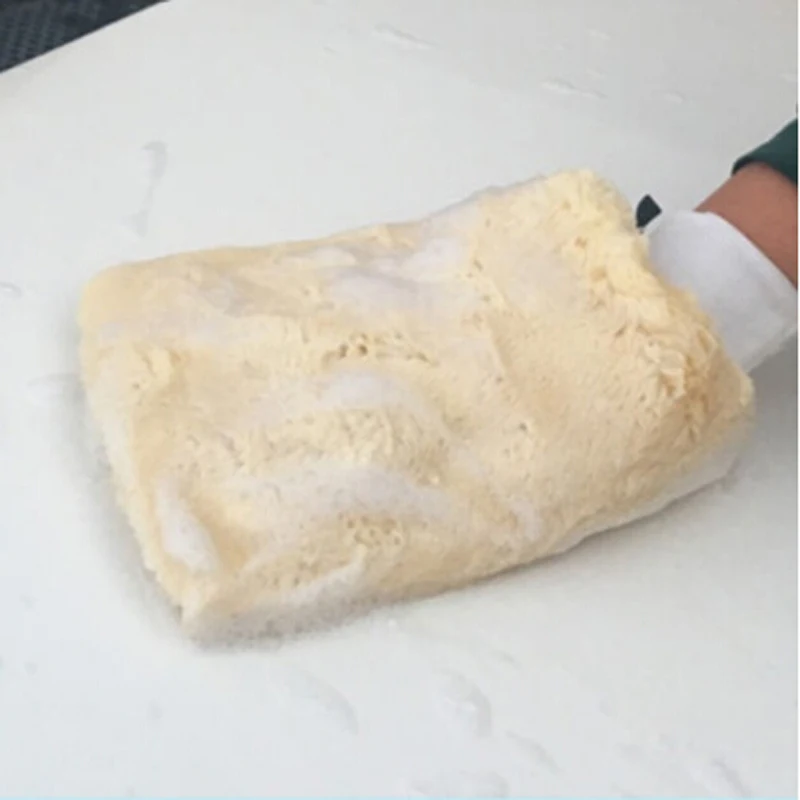 

Real Sheepskin Mitt Car Soft Polishing Glove Lambswool Washing Cleaning Polish Car Cleaning Washing