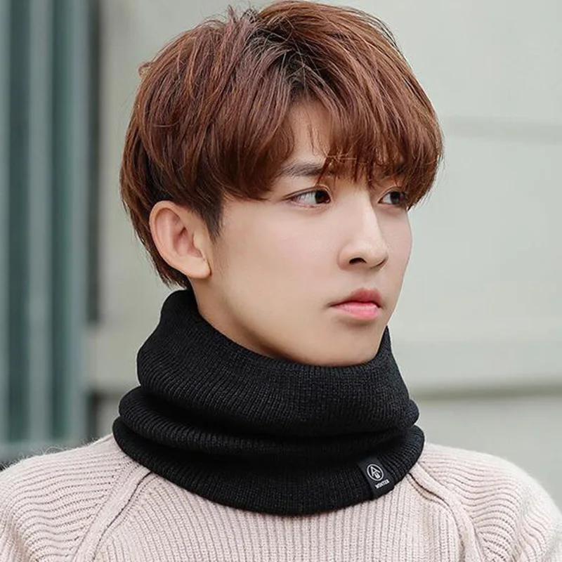 Женский вязаный шерстяной пуловер ложный воротник теплый шарф унисекс зимний