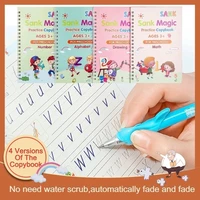4 copybook reusable books for calligraphy learn alphabet painting arithmetic math children kids handwriting practice letter toys