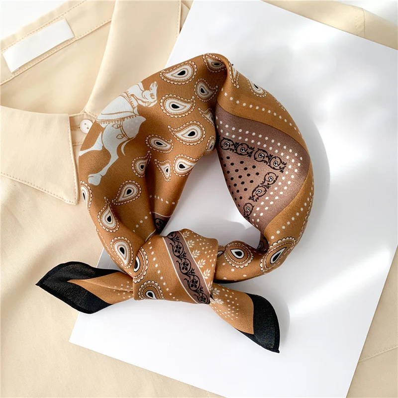 

Women Real Silk Square Neck Scarf Bandana Female Foulard Fashion Plaid Kerchief Small Scarves 2021 New Hairband Bag Tie
