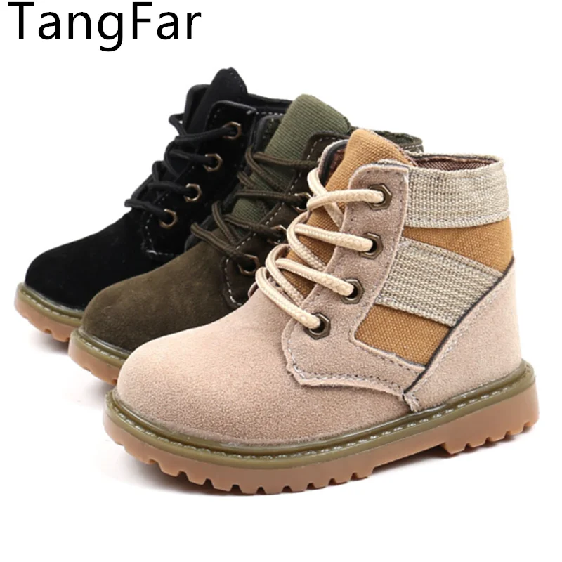 Тонкие ботинки для мальчиков и девочек Детские Ботинки Martin из искусственной кожи