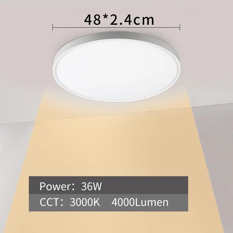 36W-3000K Современный светодиодный потолочный светильник D480mm D600mm Home Lighting 5000 K, лампа для кухни, спальни, ванной комнаты, ультратонкая потолочная лампа для монтажа на поверхности - Цвет корпуса: 36W-3000K