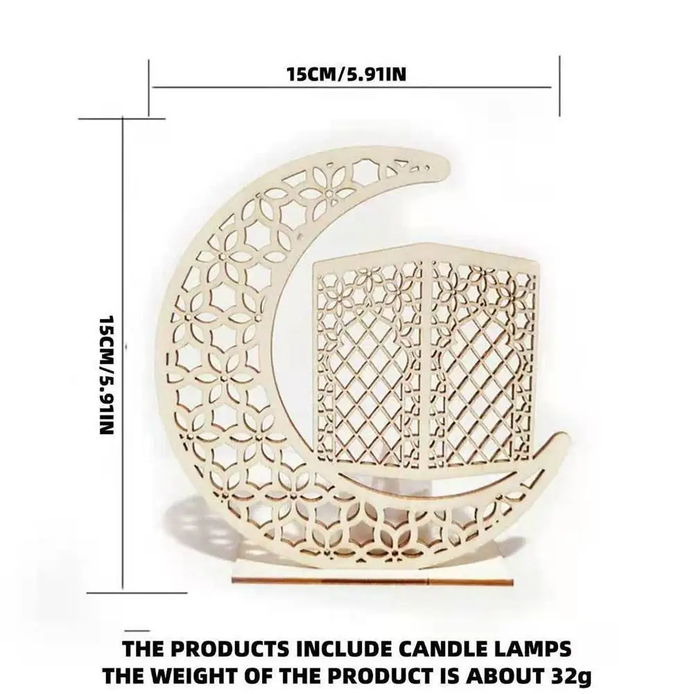 

Eid Mubarak Wooden DIY Islamic Palace Etiquette Interior Home Decoration Ornament Muslim Moon Decor Party Festive Ramadan M E9G3
