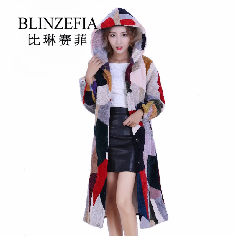 Cabolsa de Pele Blinzefia Inverno Feminino Colorido Genuíno Shearling Russa Quente Grosso Real Shorn Pele Carneiro Jaqueta Bz1089 2021