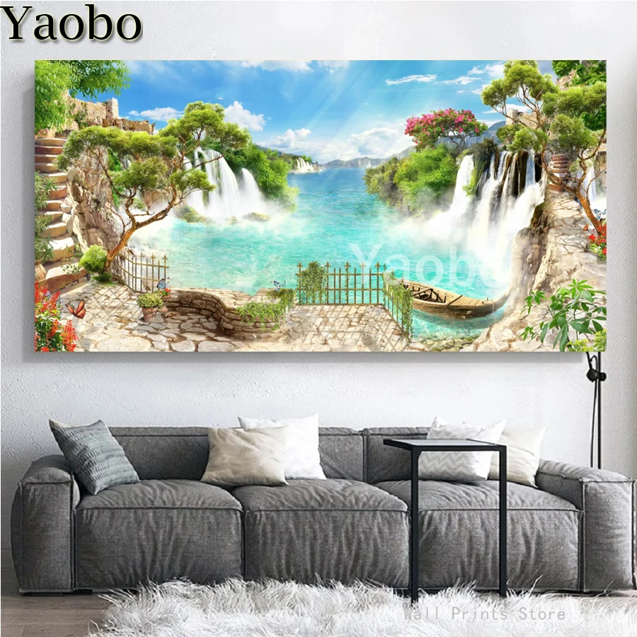 

Diamond Painting Waterfall Lake Scenery 5D DIY Mosaic Embroidery Kits Full Drill Home Decor Picture Handmade Hobby Cross Stitch