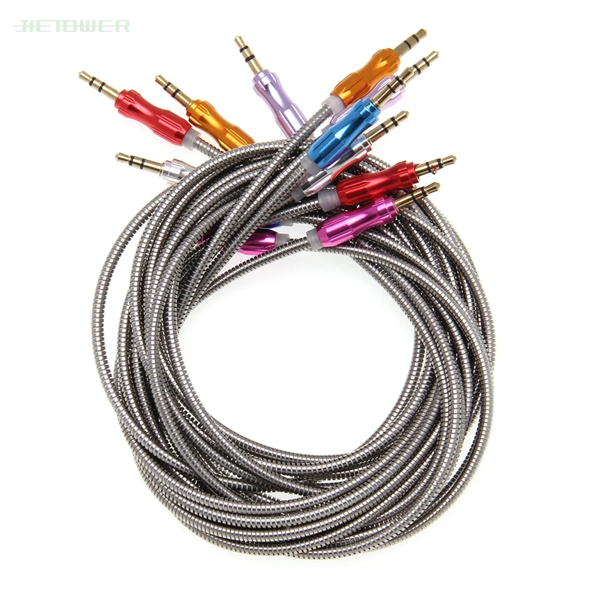 

Aux Cable Speaker Wire 3.5mm Jack sliver ring matel Audio Cable For Car Headphone Adapter Jack 3.5 mm Speaker Cable 50pcs/lot