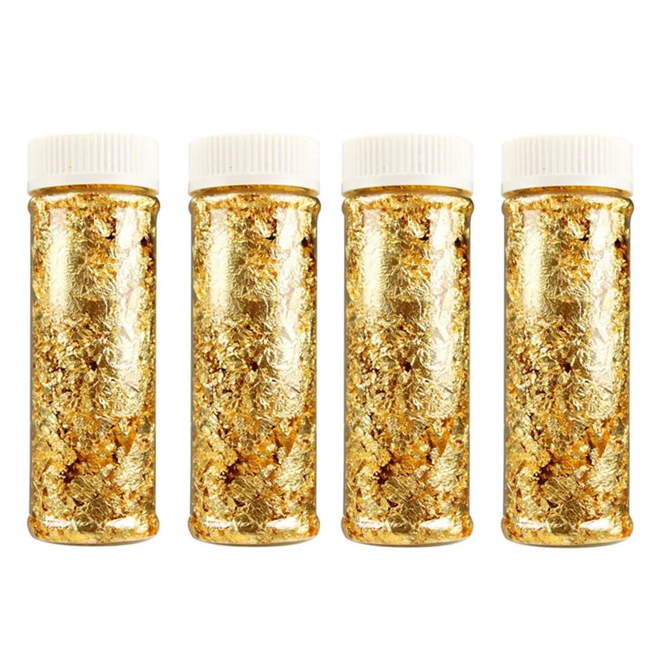 

Free Shipping Grade Genuine Gold Leaf Schabin Flakes 2g 24K Gold Decorative Dishes Chef Art Cake Decor Chocolates Tools