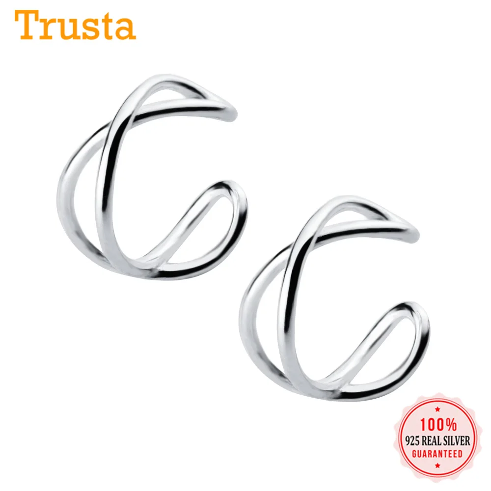 Trusta, 925 пробы, серебряные, полые, закрученные, каффы, клипсы, серьги для женщин, девушек, без серьги в стиле пирсинга, ювелирные изделия DS475