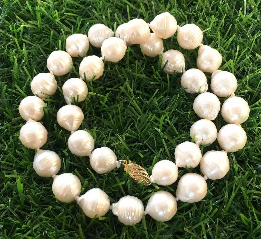 11-13 мм Белое Южное море барокко Жемчужное ожерелье серьги желтая застежка |