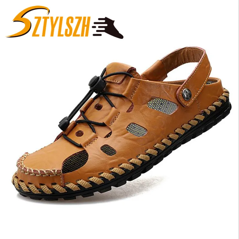 Сандалии мужские кожаные Классические мягкие босоножки удобная обувь в римском