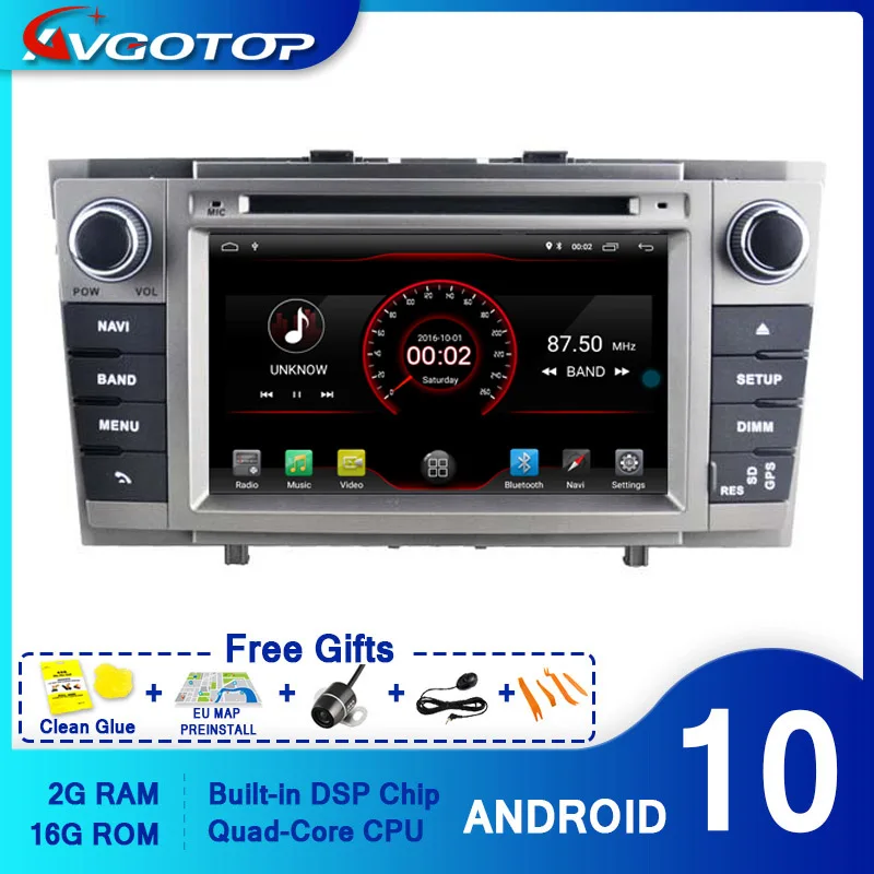 Автомагнитола AVGOTOP на Android 10 DVD-плеер с GPS для TOYOTA AVENSIS 2008-2013 мультимедийный