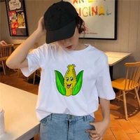 women t shirt graphic print corn theme short sleeve lady female outdoor aesthetic white tees for girls casual fashion top tees