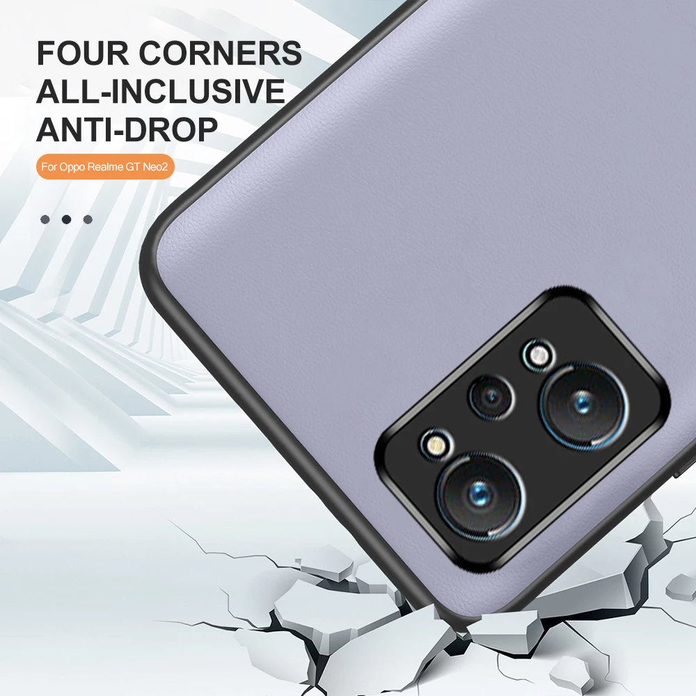 plain skin leather phone cover for realme gt neo 2 case for oppo realme gt neo2 realmegt neo 2 shockproof back coque fundas free global shipping