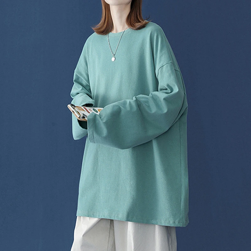 

2021 Autumn Long sleeve T-Shirt Women Tee Shirt Basic Oversize T Shirt Women Casual Women Tshirt plus size