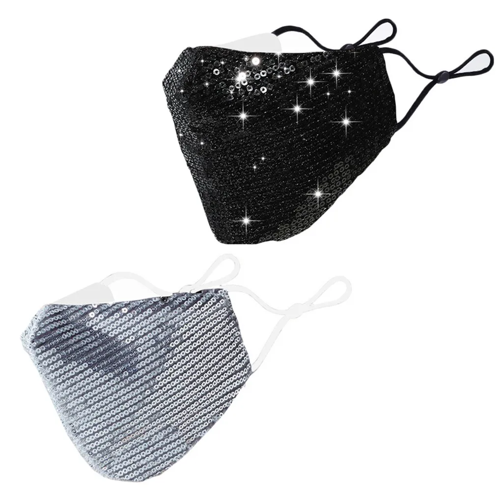 Маска для взрослых моющаяся с повторным использованием 2 шт. маска лица блестками