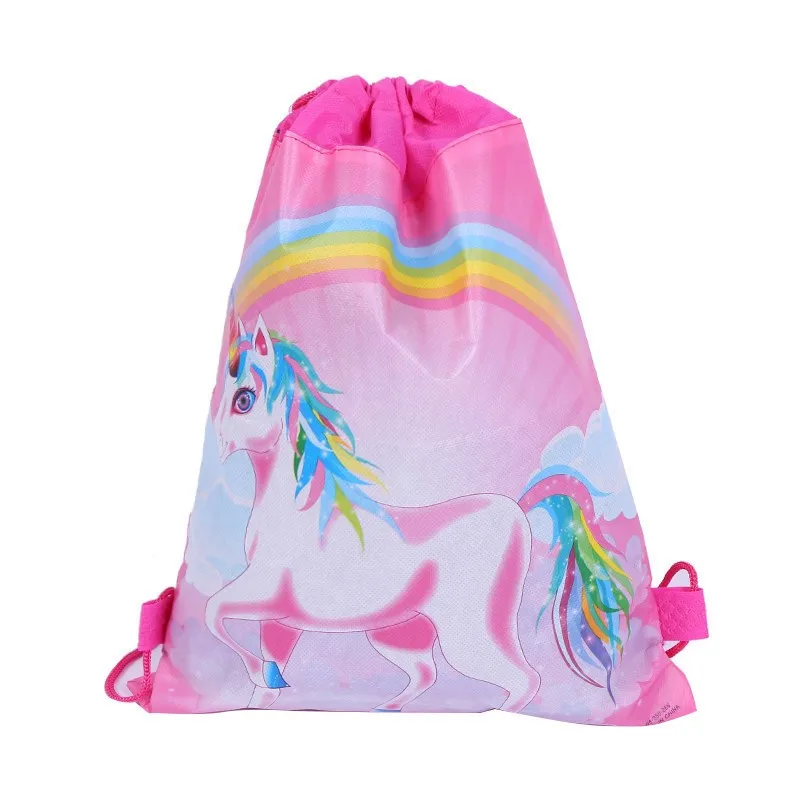 

1pcs Unicorn Flower Theme non-woven bag fabric backpack child travel school bag decoration mochila drawstring gift bag