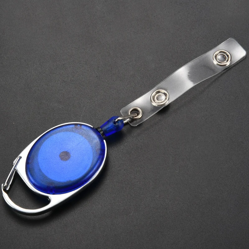 

Badge holder winder with belt clip retractable carabiner id card visit card holder roller Blue