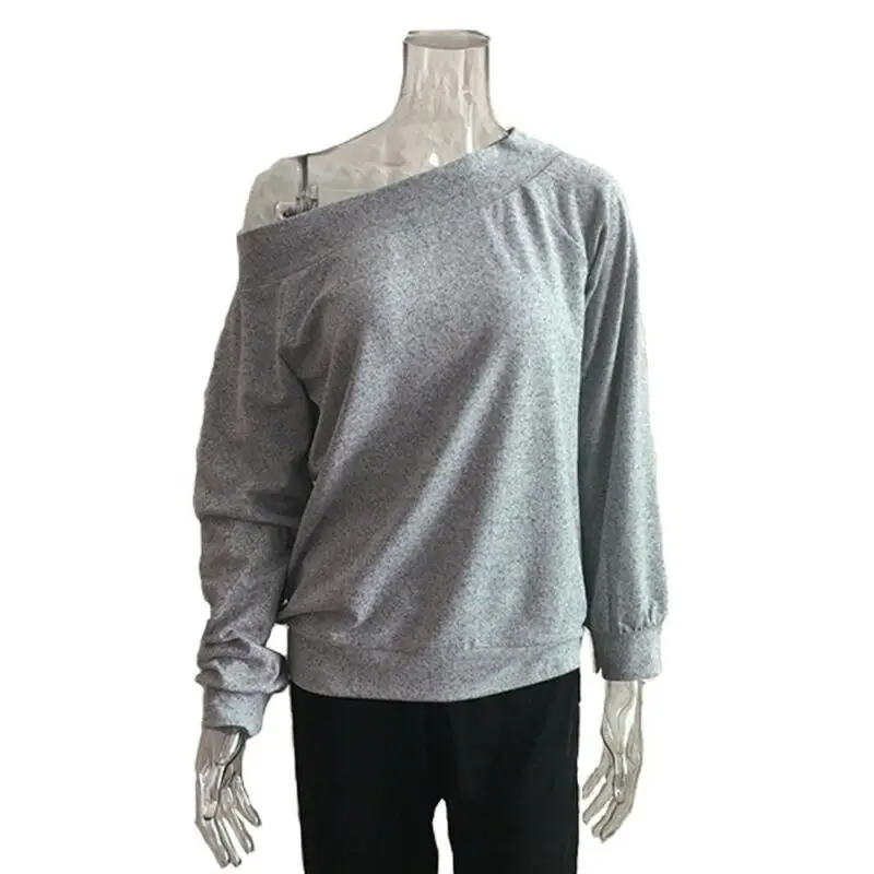 

Womens Off Shoulder Jumper Pullover Ladies Loose Long Sleeve T-Shirt Blouse Tops