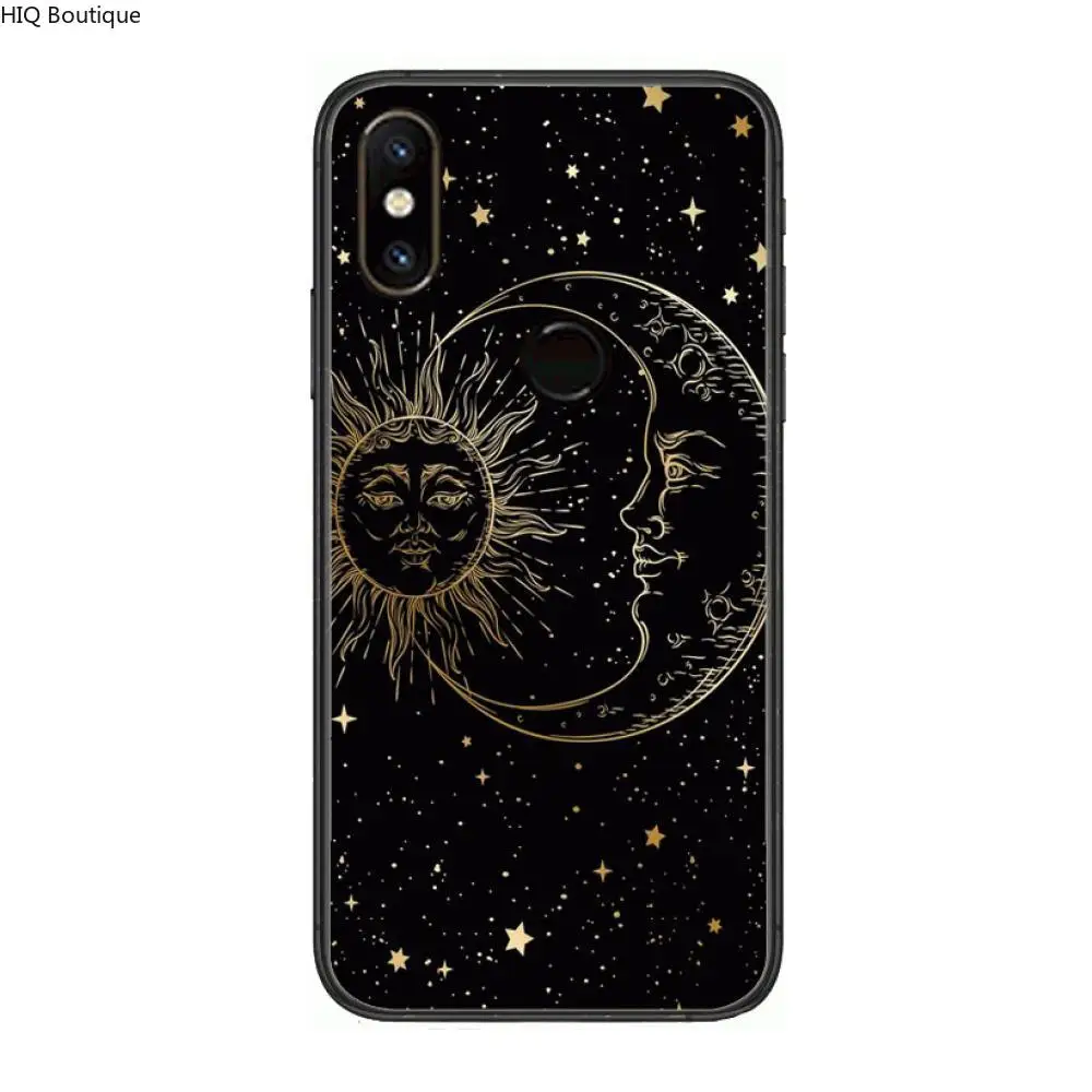 

Sun moon with face Phone Case For xiaomi M2 C3 X3 F2 Lite NFC 6 5 x Poco k30 Pro Anime Black Cover Silicone Back Pretty