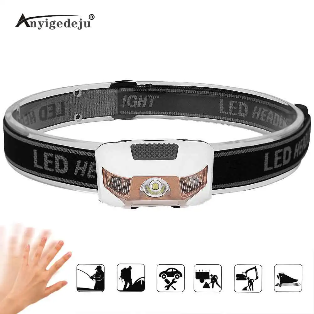 Мини головной светильник AAA на батарейках красный вспышка белый налобный фонарь