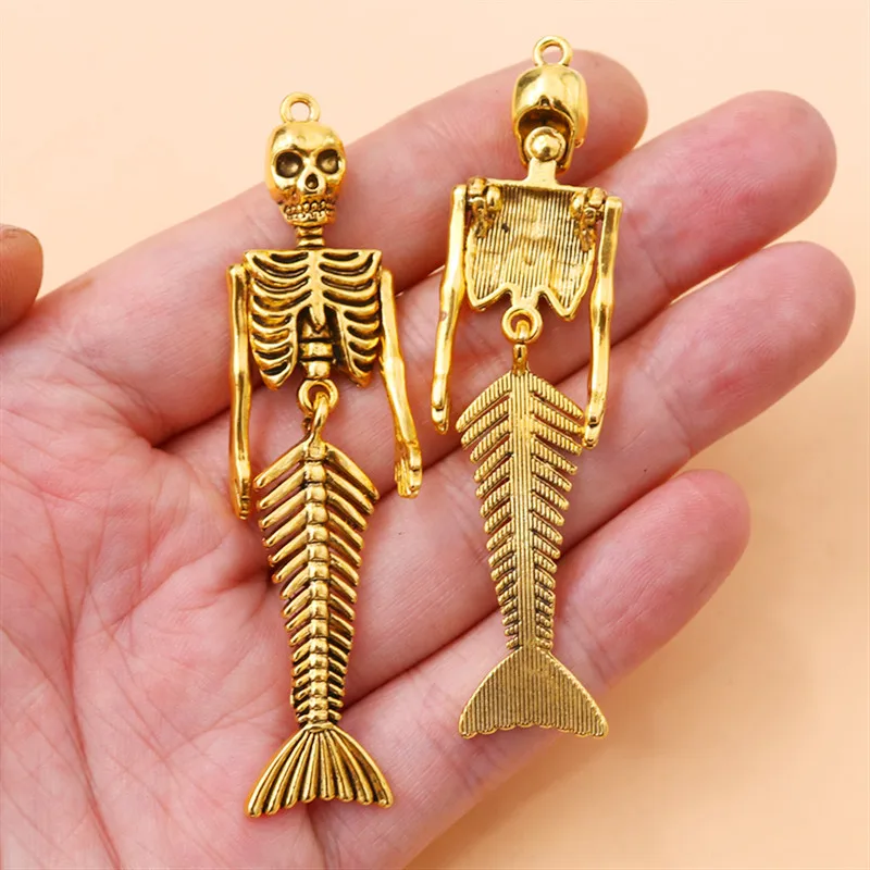 4 шт. Ретро Стиль рука регулируемый Русалка Скелет Кулон Панк ожерелья сделай сам