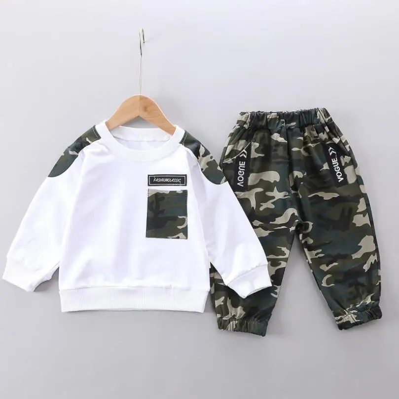 Комплекты одежды для маленьких мальчиков Весенне-Осенняя детская рубашка + штаны