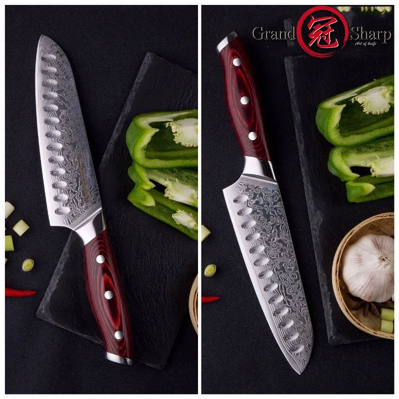 GRANDSHARP дамасский нож шеф повара японский vg10 Santoku кухонные ножи 67 слойный