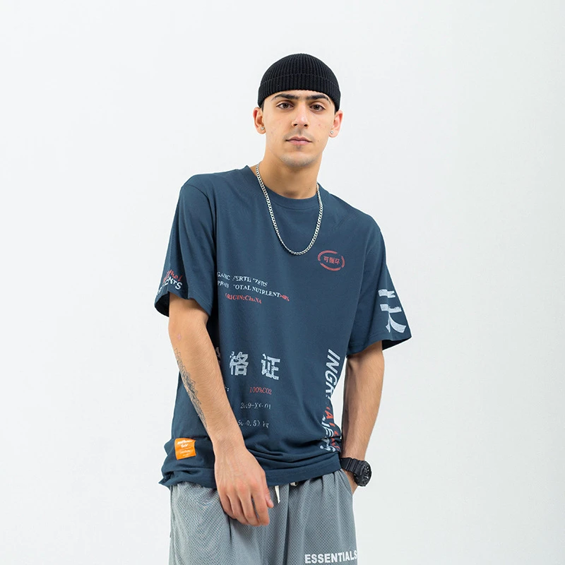 Футболки с принтом уличная одежда 2019 хип хоп Китайский Персонаж повседневные