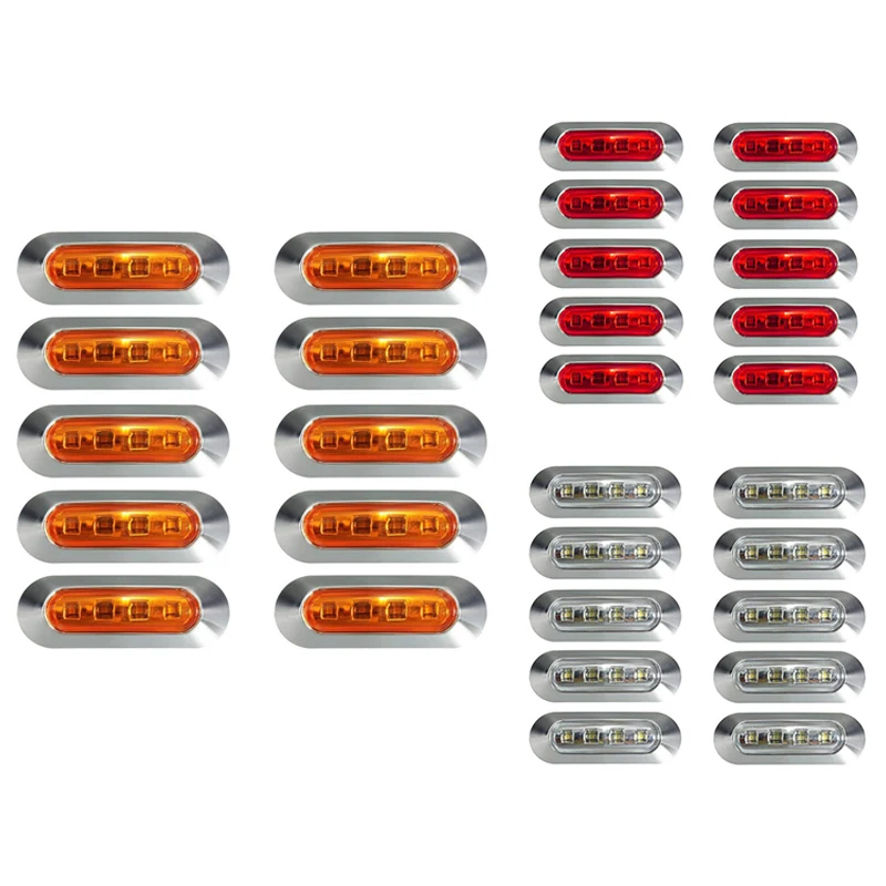 

10PCS 4 LED Side Marker Indicator Lights Lamp Tail Lamp Universal for Auto Car Bus Truck Lorry Trailer Boat
