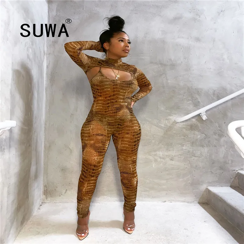 

Женский спортивный костюм, укороченный Топ с длинным рукавом и змеиным принтом, спортивный костюм из двух предметов, наряды для фитнеса, 2020